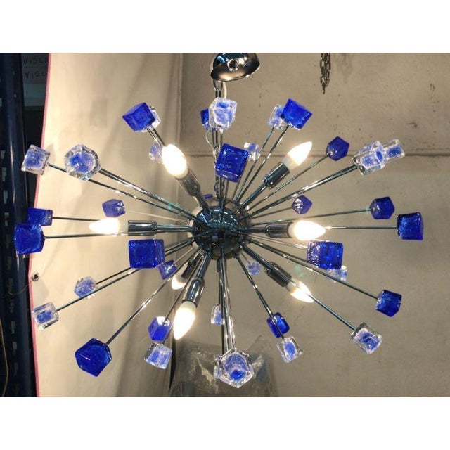 Chandelier murano glass sputnik blue italian handmade Impressive Murano Glass Sputnik Chandelier blue and trasparent...