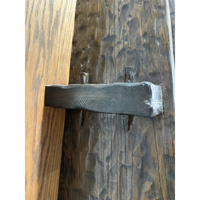 Wood 1970’s Custom Made Vintage Brutalist Faux Fireplace Mantle For Sale - Image 7 of 12