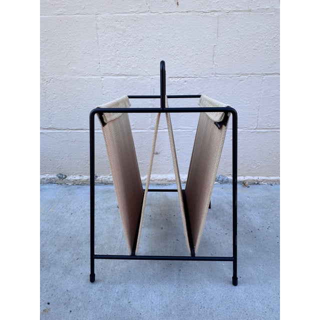 Fritz Hansen Paul McCobb for Fritz Hansen Magazine Holder, Black Steel & Tan Textile For Sale - Image 4 of 12