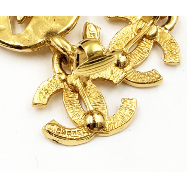 1990s Chanel Vintage Gold Plated CC Cut Out Dog Tag Clip on Earrings, A Pair For Sale - Image 5 of 5