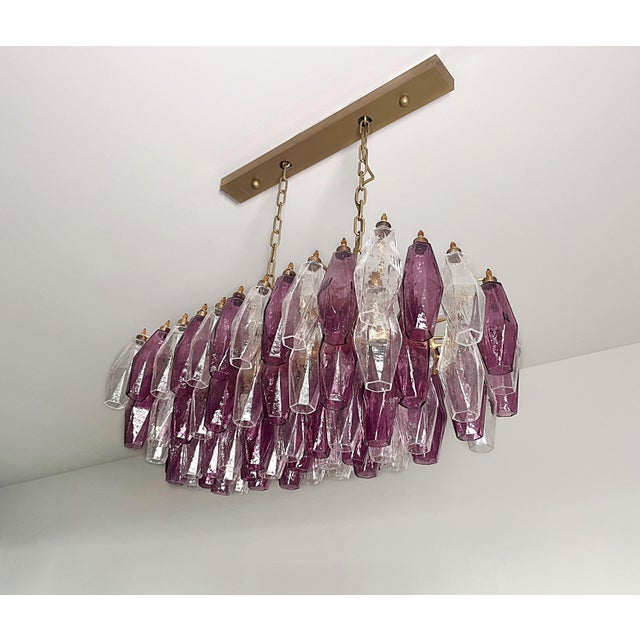 1990s Amethyst and Clear Glasses Murano Poliedri Chandelier by Carlo Scarpa, 1990s For Sale - Image 5 of 18