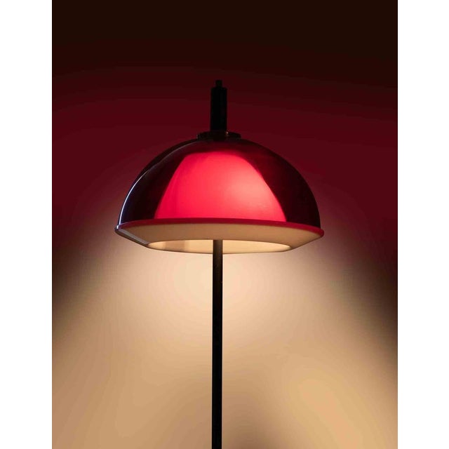 Vintage Red Floor Lamp in Marble Base and Acrylic Glass Shade, Italy, 1970s For Sale - Image 4 of 5