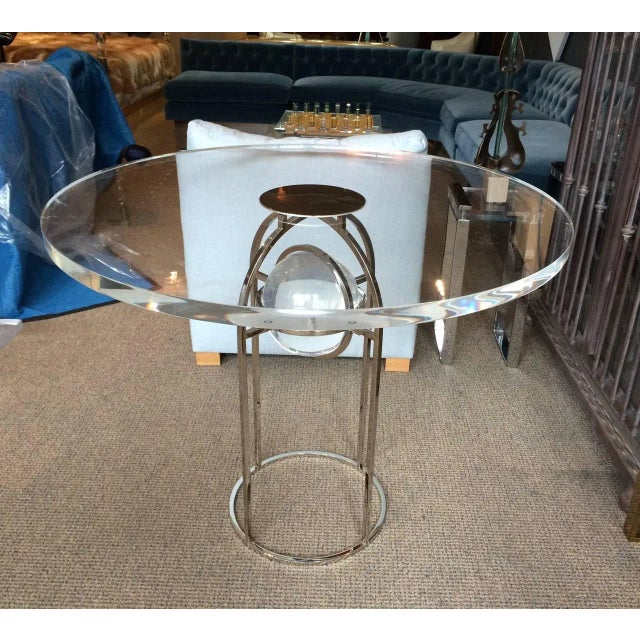 Charles Hollis Jones Charles Hollis Jones "Bullet" Dining Table in Nickel and Lucite, Signed For Sale - Image 4 of 6