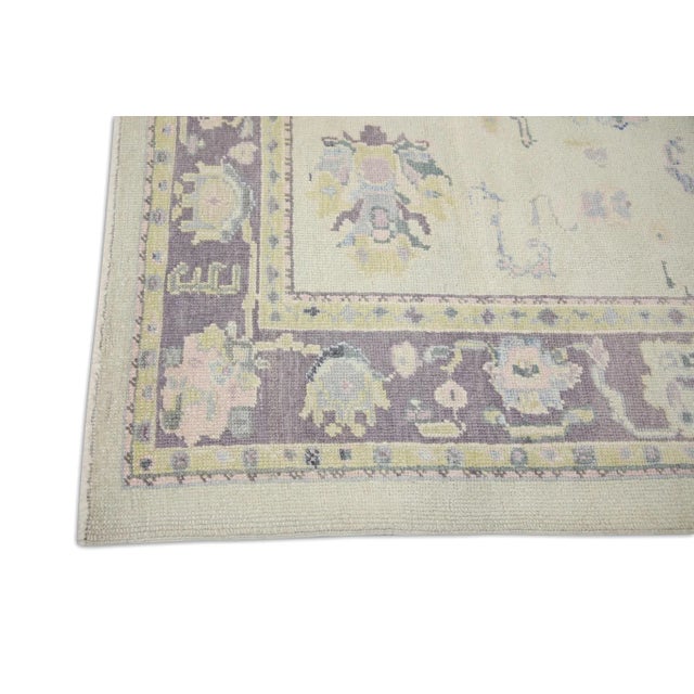 Contemporary Early 21st Century Turkish Purple & Blue Handwoven Oushak Rug For Sale - Image 3 of 7