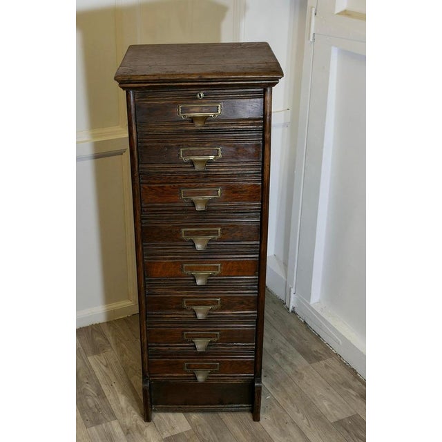 Tall Edwardian 8 Drop Drawer in Oak, 1900s For Sale - Image 3 of 8