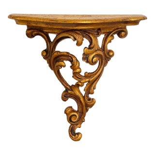 Vintage Carved Gilt Wood Florentine Wall Shelf For Sale