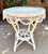 Vintage White Wicker and Rattan Side Table With Scalloped Skirt For Sale - Image 14 of 15