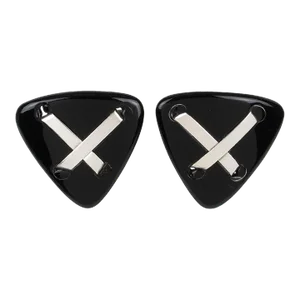 Anne and Frank Vigneri Black Lucite and Sterling Silver Pair of Clip Earrings