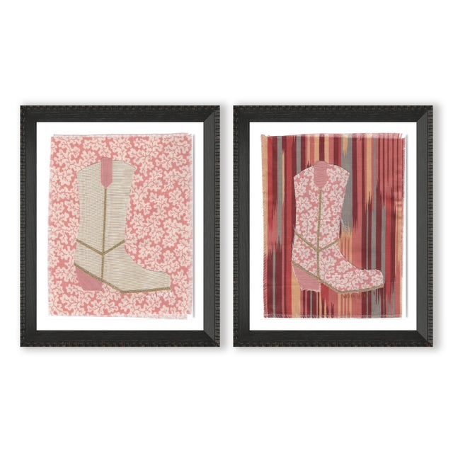 Lula and Ole Girl Pearl by Willa Heart in Brimfield Black Frame, Set of 2 Mini Art Prints For Sale
