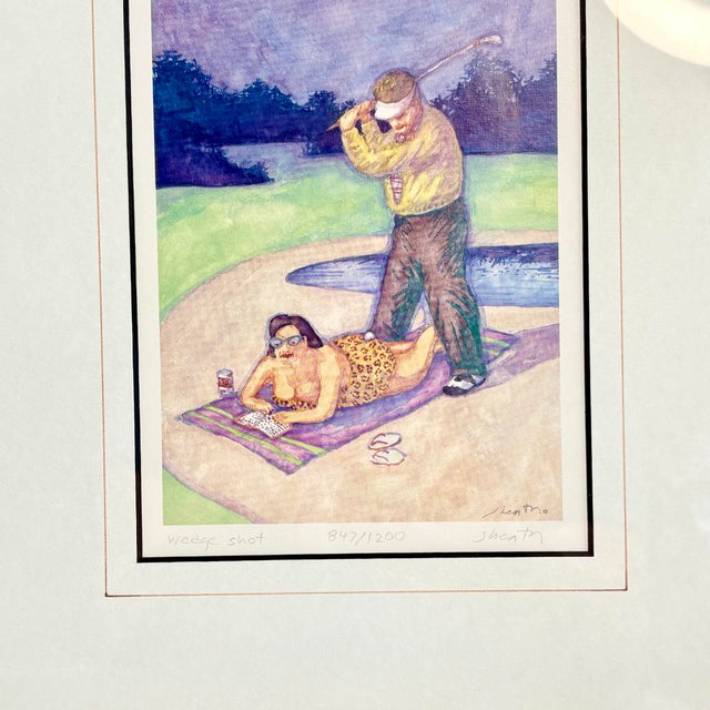 1980s Jonathan Heath “Wedge Shot” Signed Limited Edition Humorous Golf Print, 847/1200 For Sale - Image 4 of 14