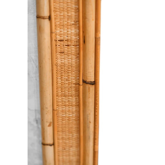 Italian Rectangular Mirror with Bamboo and Cane Fabric Frame, 1970 For Sale - Image 4 of 5