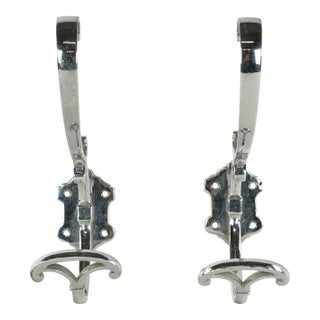 Vintage European Pair of Chrome Plated Brass Wall Hooks For Sale