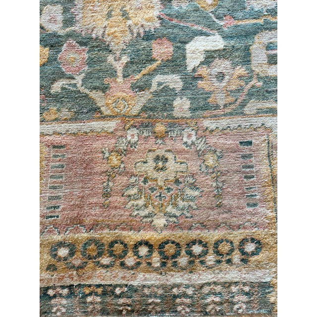 Antique Angora Oushak Carpet, Handmade Oriental Rug, Light Blue, Shrimp, Taupe For Sale - Image 9 of 18