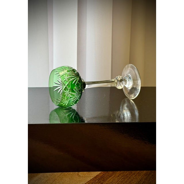 Green Massenet Crystal Hock Glasses by Saint-Louis, 1920, Set of 2 For Sale - Image 11 of 16