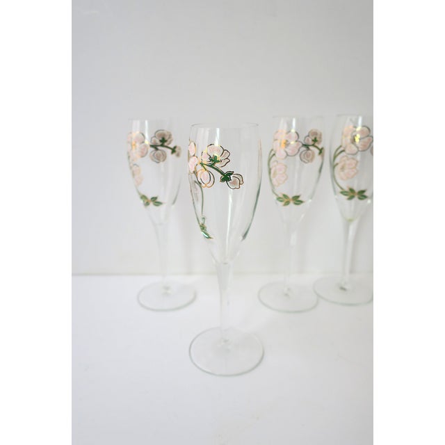 French Perrier-Jouet Champagne Flutes Glasses, Art Nouveau, Set of 4 For Sale - Image 10 of 11