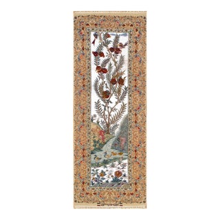 Pasargad DC White Handmade Silk and Wool Runner Rug For Sale