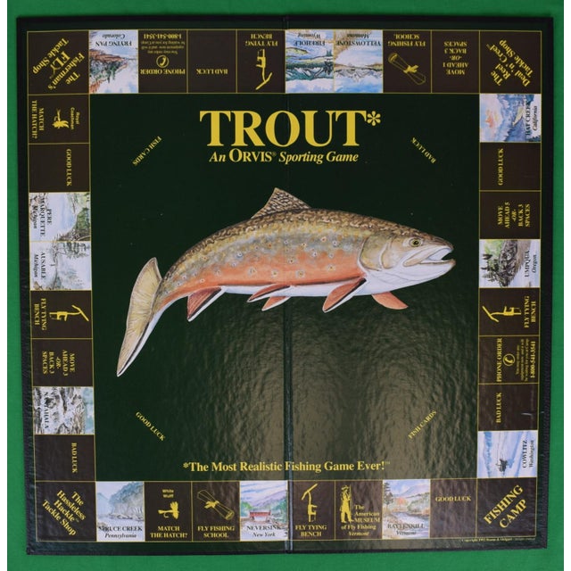 *The Most Realistic Fishing Game Ever! Box Sz: 10 1/8" x 20" x 1 3/8"D w/ 4 wooden reel checkers Sz: 1 1/8"D 1992 Boone &...