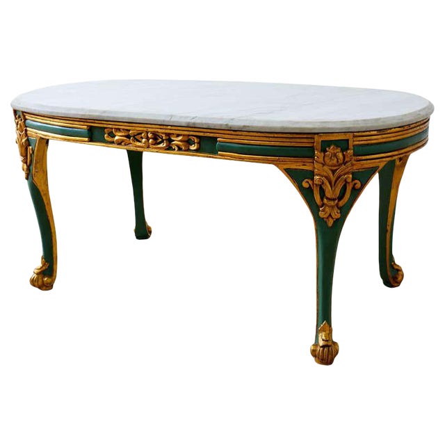French Louis XV Style Oval MarbleTop Cocktail Table Chairish