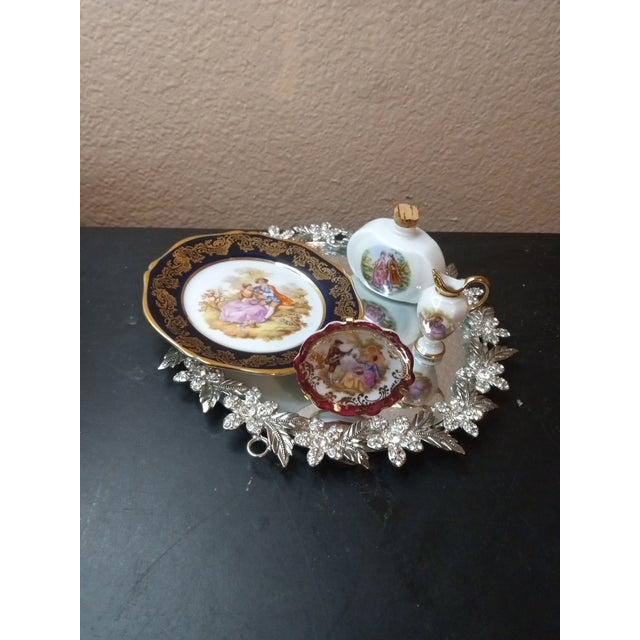 French Exquisite Lot of 4pcs Limoges France Courting Porcelain Miniature Decor For Sale - Image 3 of 5