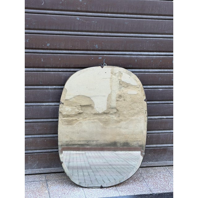 Vintage Wall Mirror with Metal Inserts, Italy, 1940s For Sale - Image 15 of 17