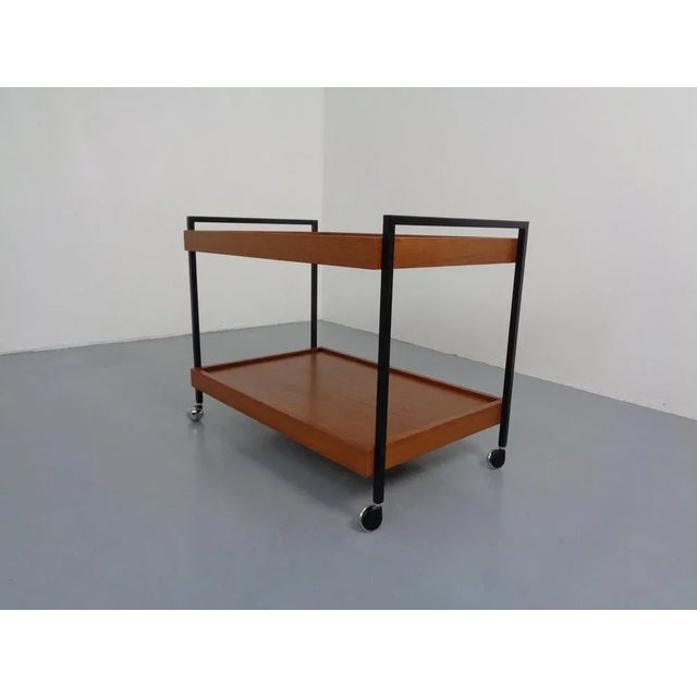 Minimalist Rollable Teak Serving Cart, 1960s For Sale - Image 3 of 11