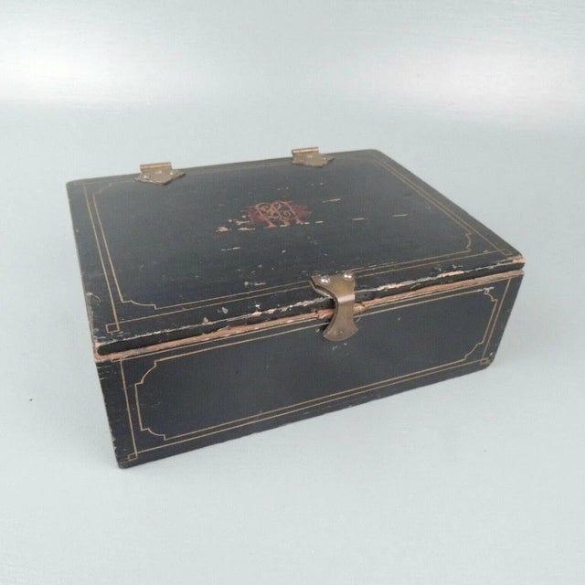 Antique Painted Folk Art Lift-Lid Wooden Box For Sale - Image 13 of 13