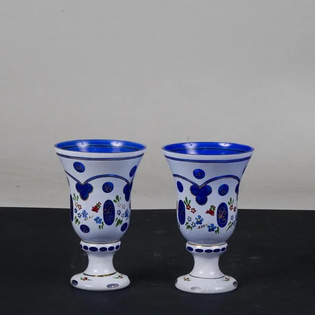 Bohemian Hand-Decorated Crystal Glasses, Set of 2 For Sale - Image 3 of 9