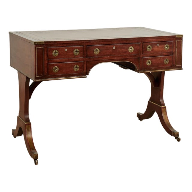 Antique English Leather Top Desk For Sale