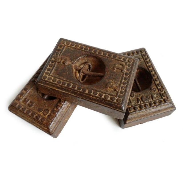 Antique solid iron scale weight from north India. Traditional widely used scale weights used for gold trade as well as...