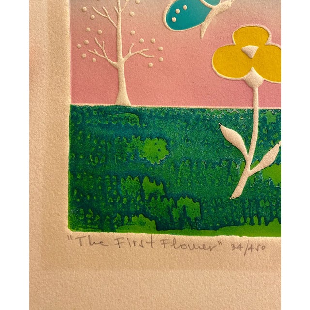 Misha Moracha (1944 - 2014) "The First Flower" color embossed etching; pencil signed and numbered 34 of 450. Born in...