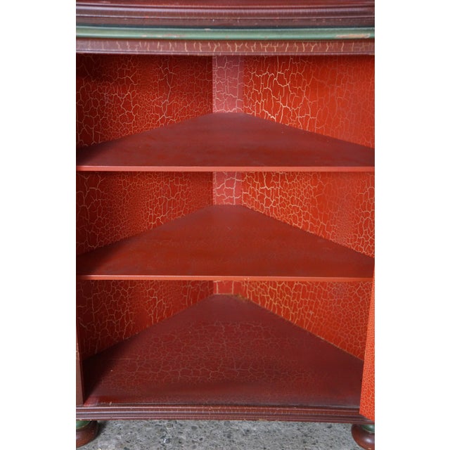 Antique 1930s Mechanics Furniture Corner Curio Display Cabinet Cupboard 72" For Sale - Image 17 of 18
