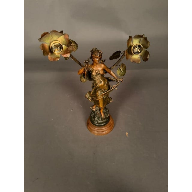French Statue Table Lamp After Moreau, Circa 1920 For Sale - Image 4 of 12