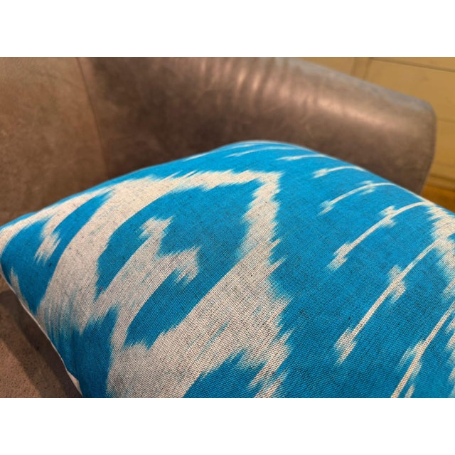 Moroccan Vintage Silk Ikat Square Cushion Cover For Sale - Image 3 of 13