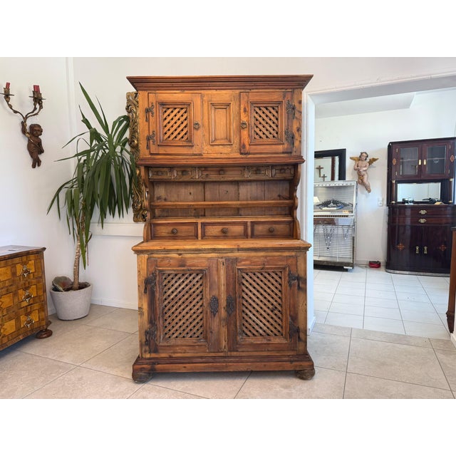 Original Biedermeier kitchen sideboard, natural wood. External dimensions: Height x Width x Depth 200 x 124 x 54 cm. For...