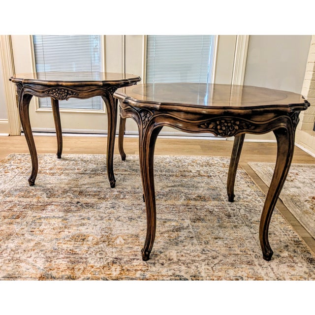 French Provincial 1980s Karges Furniture French Provincial Burled Walnut End Tables, a Pair For Sale - Image 3 of 15