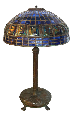 Tiffany Studios Blue Geometric Turtleback Table Lamp. u.s.a. 1910's.