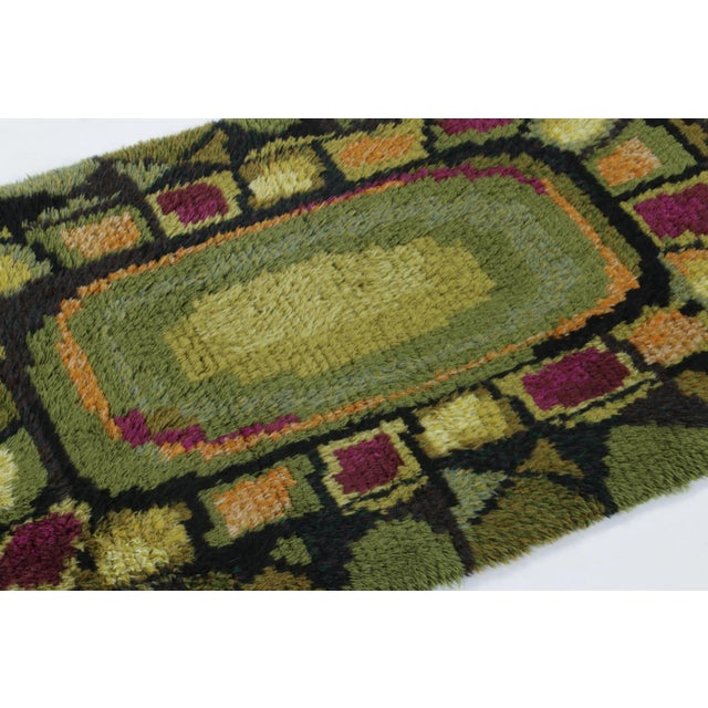 1960s Vintage Swedish Rya Rug, Earth Tones With Mosaic Geometry - Rug & Kilim For Sale - Image 5 of 9