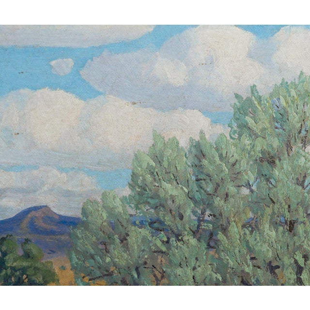 Fred Darge Green, Yellow, and Blue Abstract Impressionist Western Desert Landscape, Mid-20th Century For Sale - Image 11 of 12