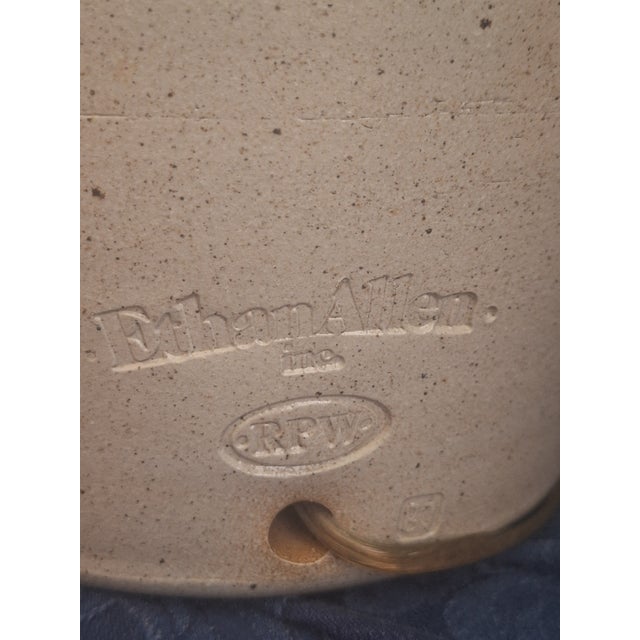 1980s Ethan Allen Crock Table Lamp With Deer Motif and Shade For Sale - Image 12 of 12