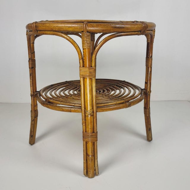 Mid-Century Modern Mid-Century Round Bamboo Coffee Table, Italy, 1960s For Sale - Image 3 of 6