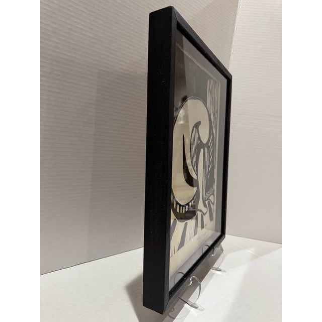 Original Woodblock Print 1/10 Signed 1972 Abstract Modernist Black White Framed For Sale In Atlanta - Image 6 of 8