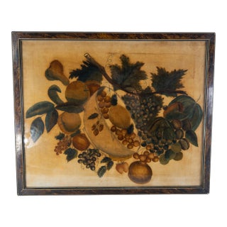 19th Century Folk Art Americana Theorem Painting on Velvet, Moma Provenance For Sale