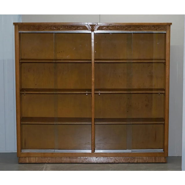 Matching English Oak Library Study Bookcases with Glazed Doors, Set of 2 For Sale - Image 3 of 18