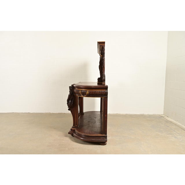 R. J. Horner Renaissance Revival Ornate Carved Oak Sideboard or Bar Cabinet, Circa 1880s For Sale - Image 14 of 17