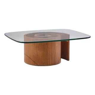 Vladimir Kagan Mid Century Walnut Snail Coffee Table For Sale