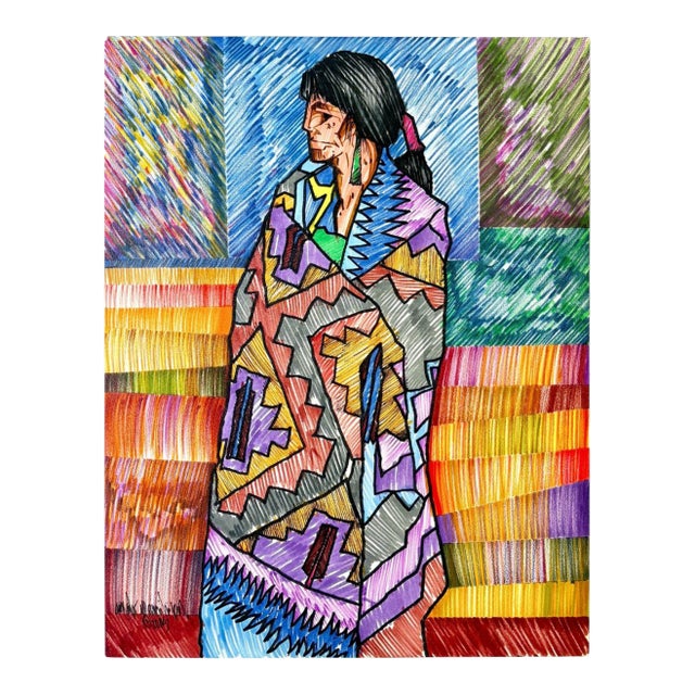 Amado Peña Jr. "Mujer Bonita" Original Mixed Media Drawing - Mestizo For Sale