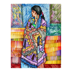 Amado Peña Jr. "Mujer Bonita" Original Mixed Media Drawing - Mestizo Series