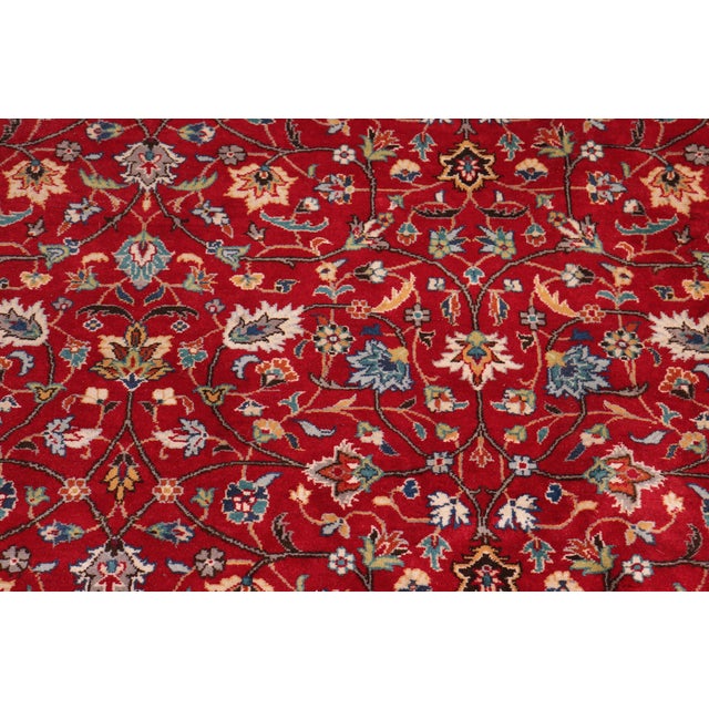 Shabby Chic Traditional Floral 1990's Pak-Persian Red/Teal Wool Rug - 9'0'' X 12'0'' For Sale - Image 3 of 9