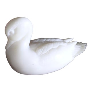 1970s Alabaster Duck Statue With Excellent Detail For Sale