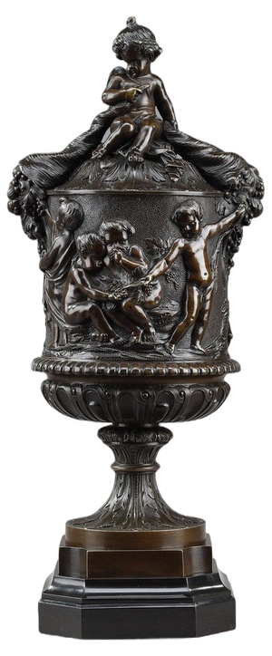 19th Century Bronze Vase with Harvesting Putti in the Gout of Clodion, 1890s